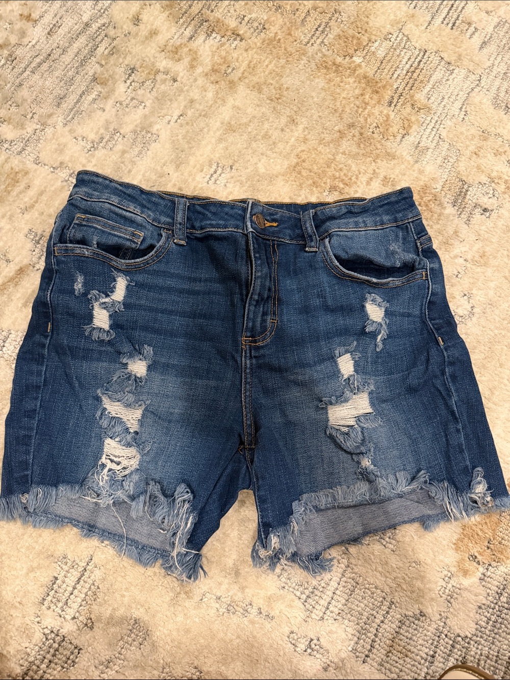 Cello Distressed Denim Jean Shorts - Blue
